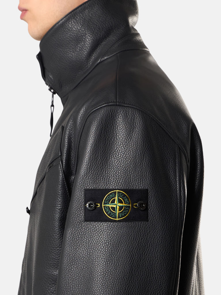 VESTE COACH EN CUIR GRAINÉ MAT