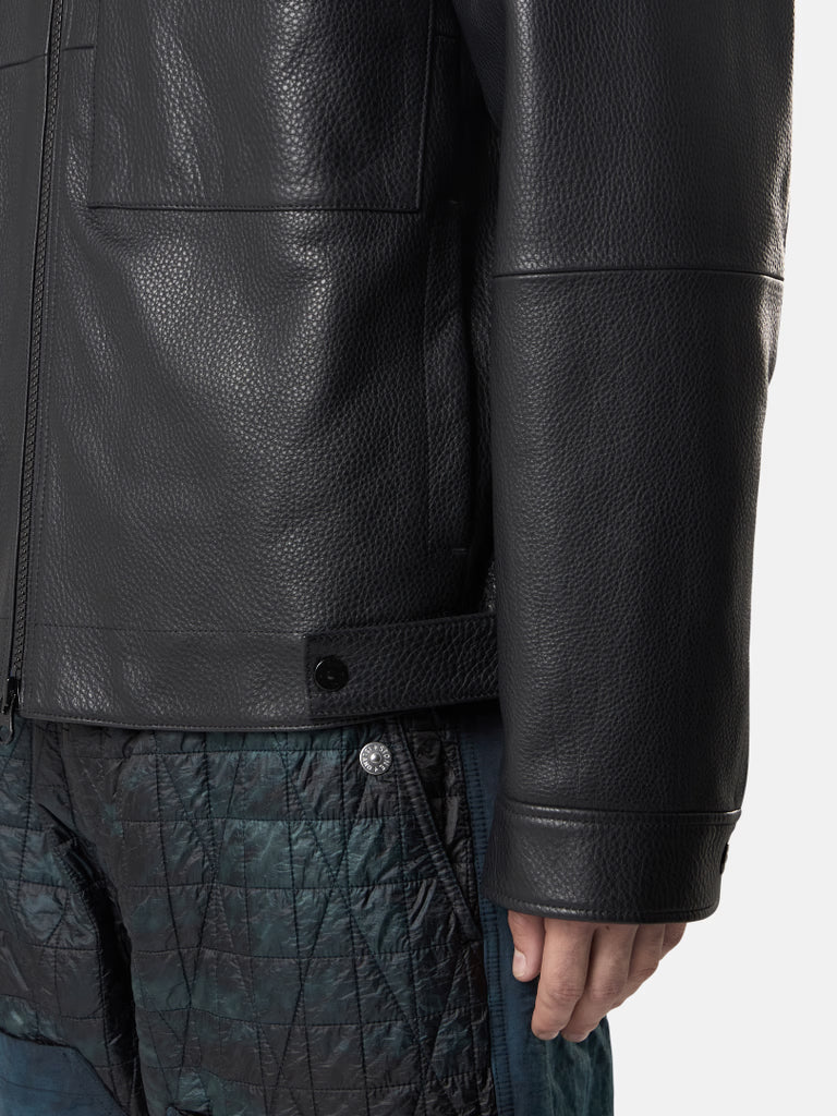 VESTE COACH EN CUIR GRAINÉ MAT