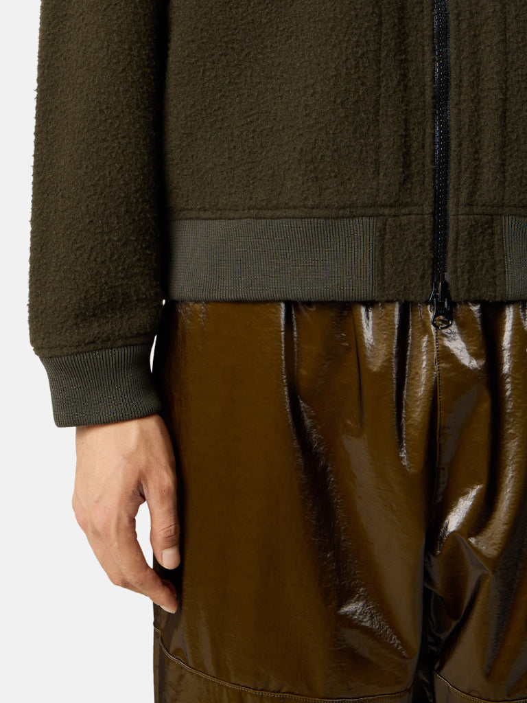 VESTE BOMBER EN LAINE - VERT MILITAIRE