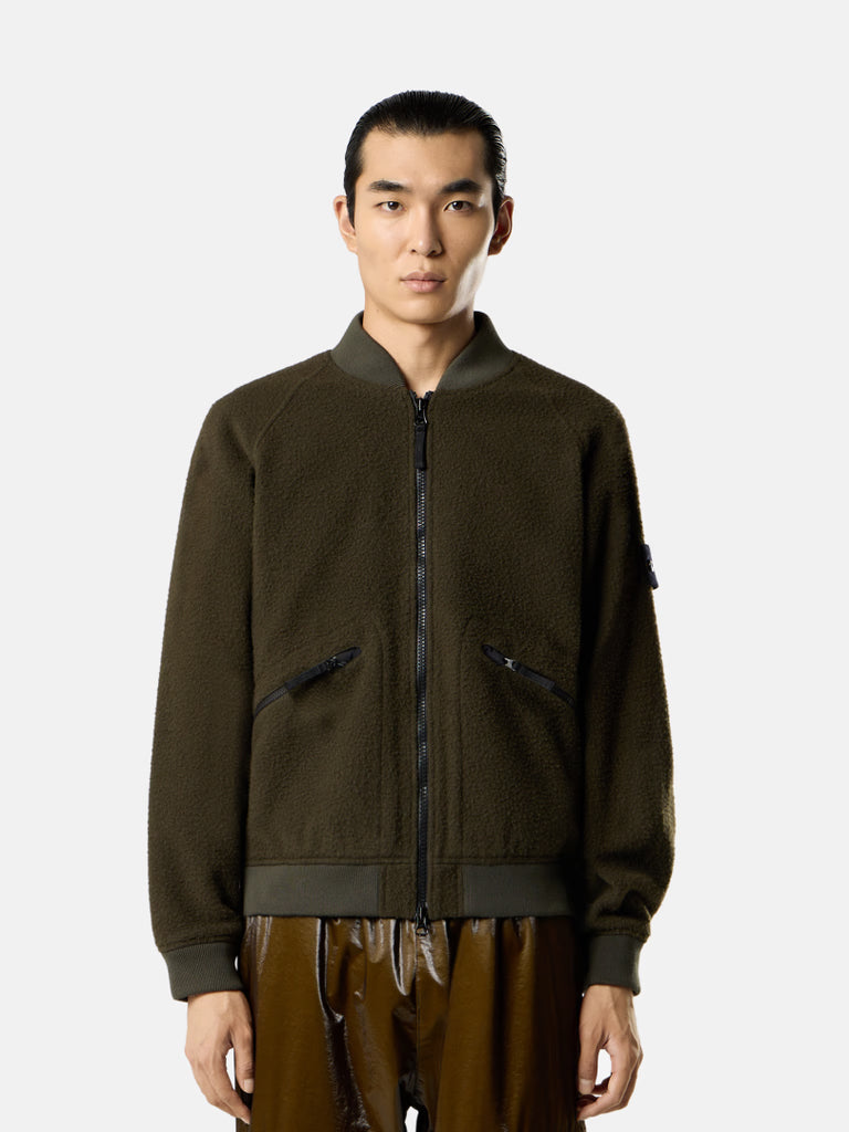 VESTE BOMBER EN LAINE - VERT MILITAIRE