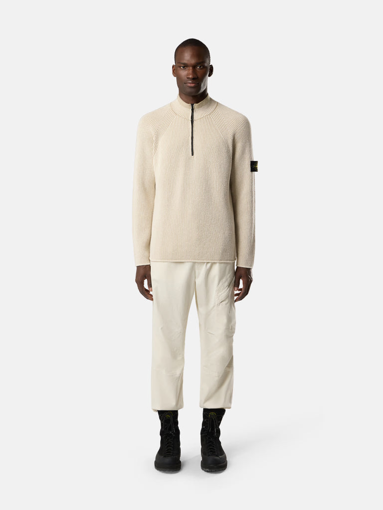 Pull demi-zip avec texture côtelée vanisée