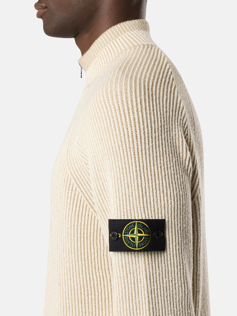 Pull demi-zip avec texture côtelée vanisée