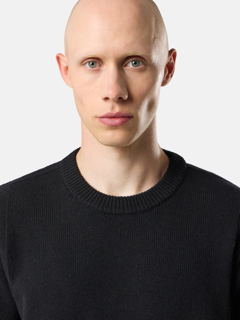 PULL À COL ROND EN LAINE D'AGNEAU NOIRE