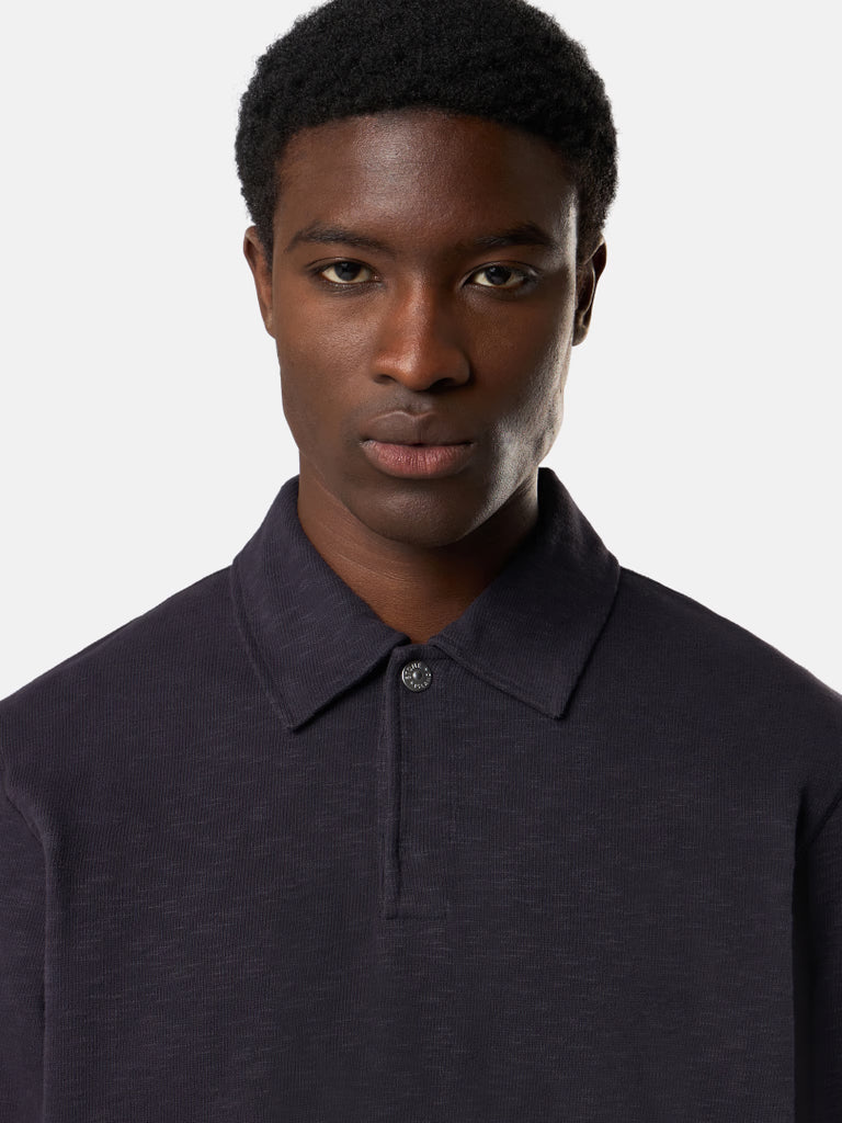 SWEAT POLO COUPE RÉGULIÈRE BLEU ENCRE