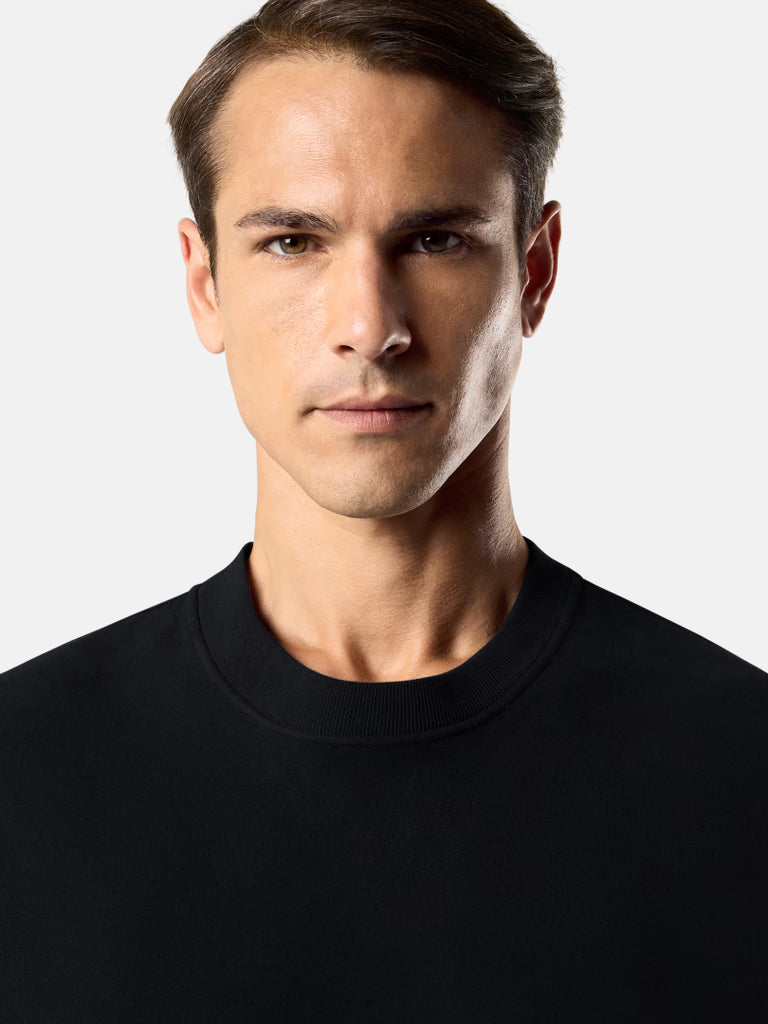 T-SHIRT À COL ROND NOIR CONFORTABLE