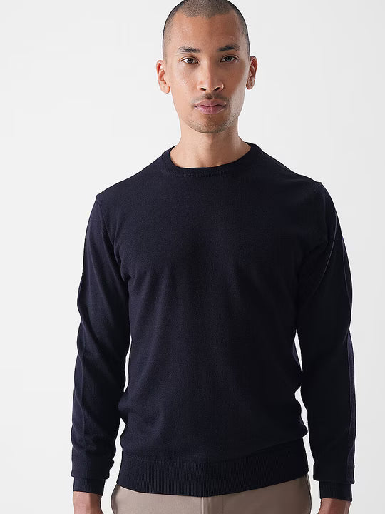 MERINO WOOL CREW NECK - MIDNIGHT BLUE