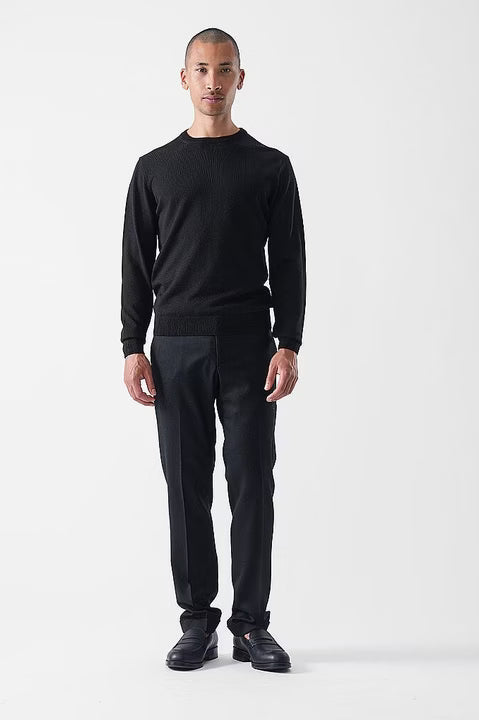 MERINO WOOL CREW NECK - NERO BLACK